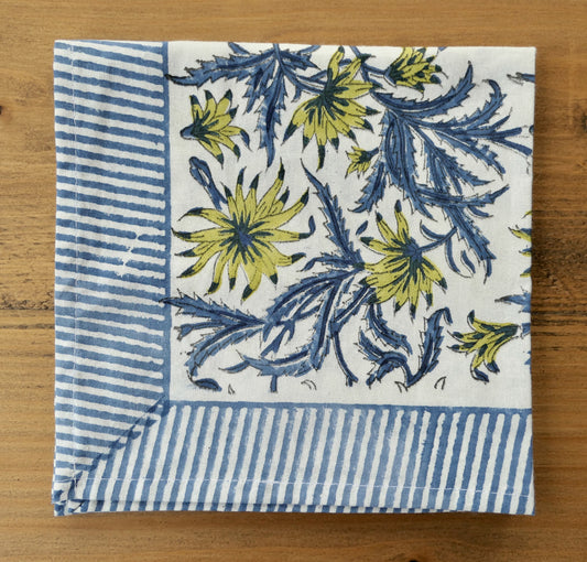 White and blue napkin