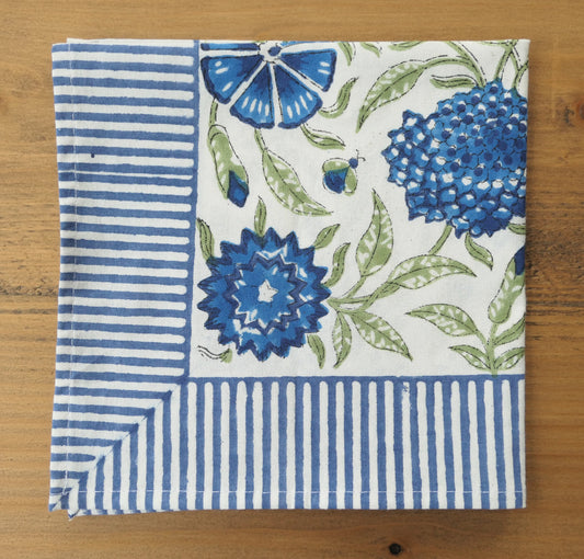 White and blue napkin