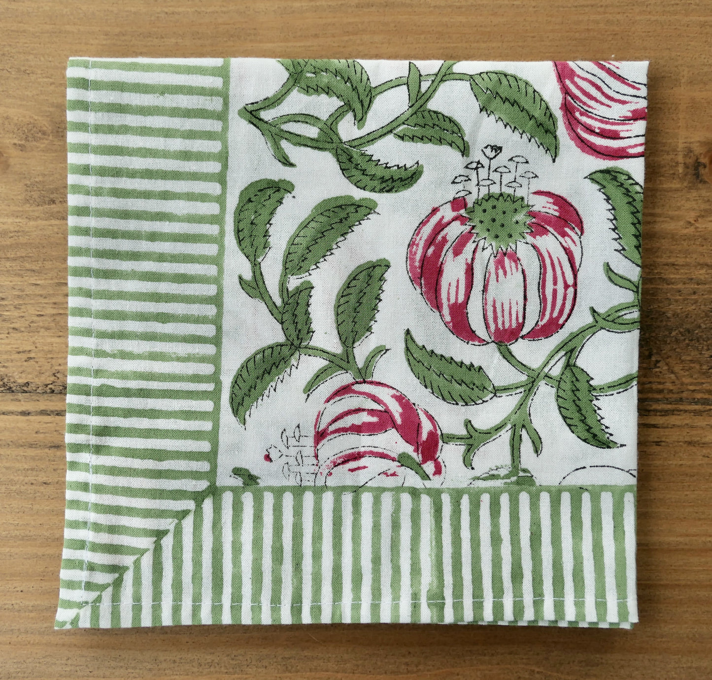 White and green napkin