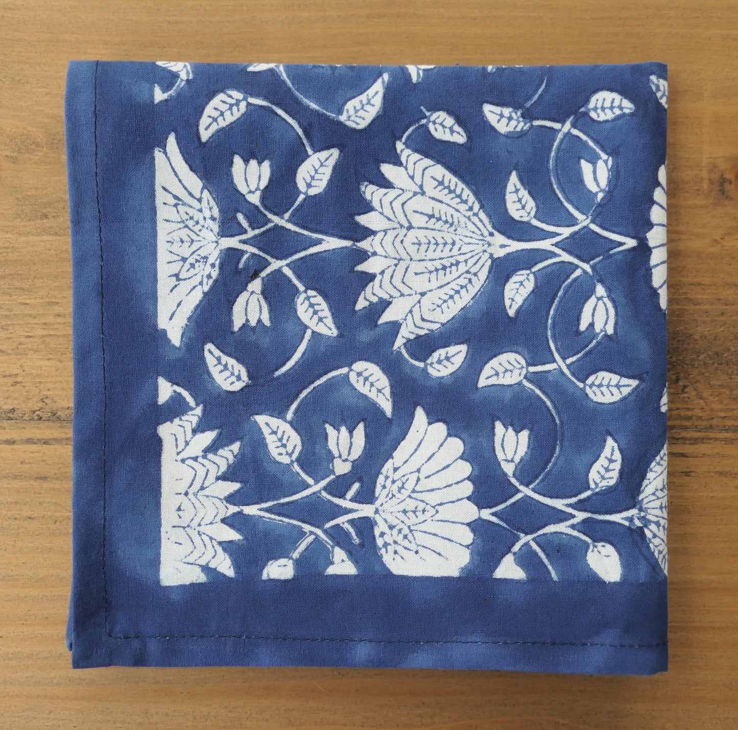 White and indigo napkin