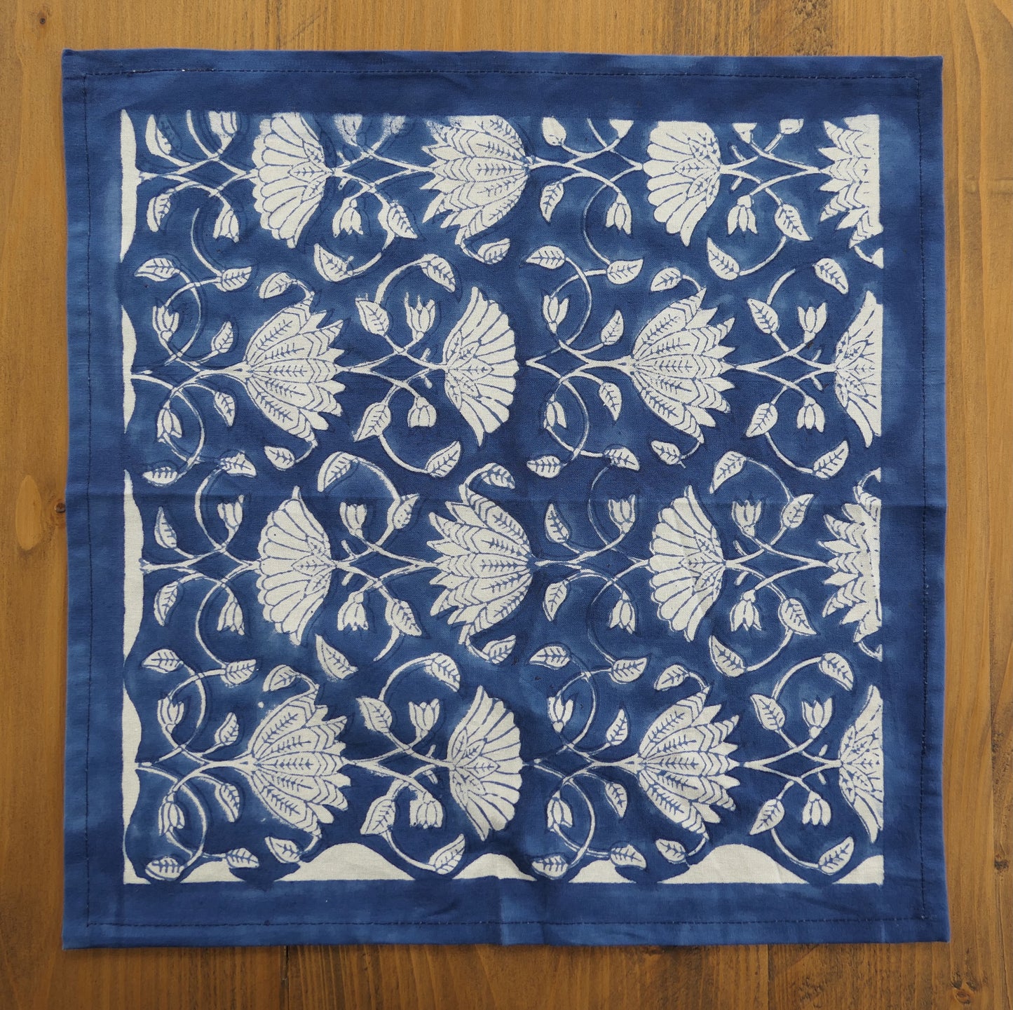 White and indigo napkin