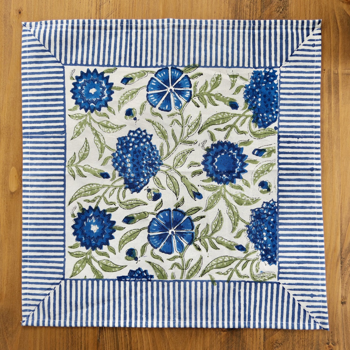 White and blue napkin